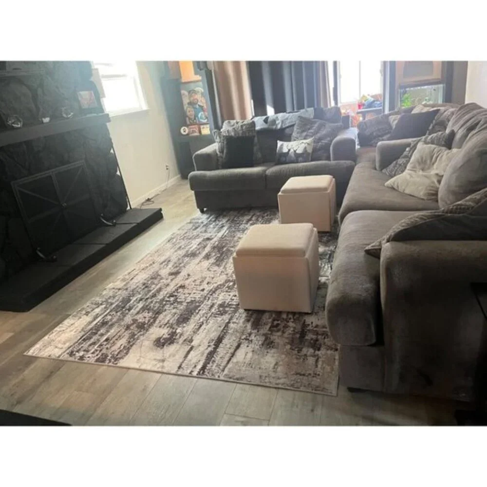 New 6x9 Washable Abstract Rug Soft Non-Skid Carpet for Home & Room Decor